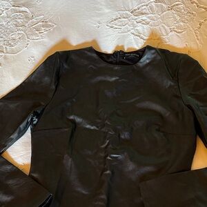 Naked Wardrobe Black Faux Leather Top
